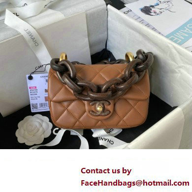 Chanel Mini Flap Bag in Lambskin & Ash-Wood AS4165 tan 2023